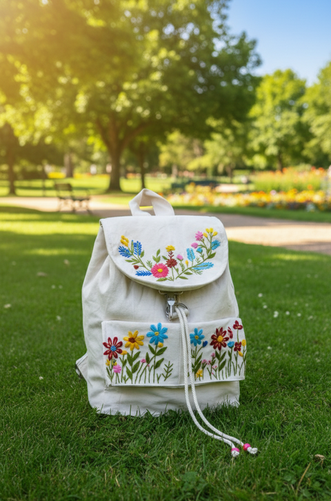 Embroidered Floral Backpack