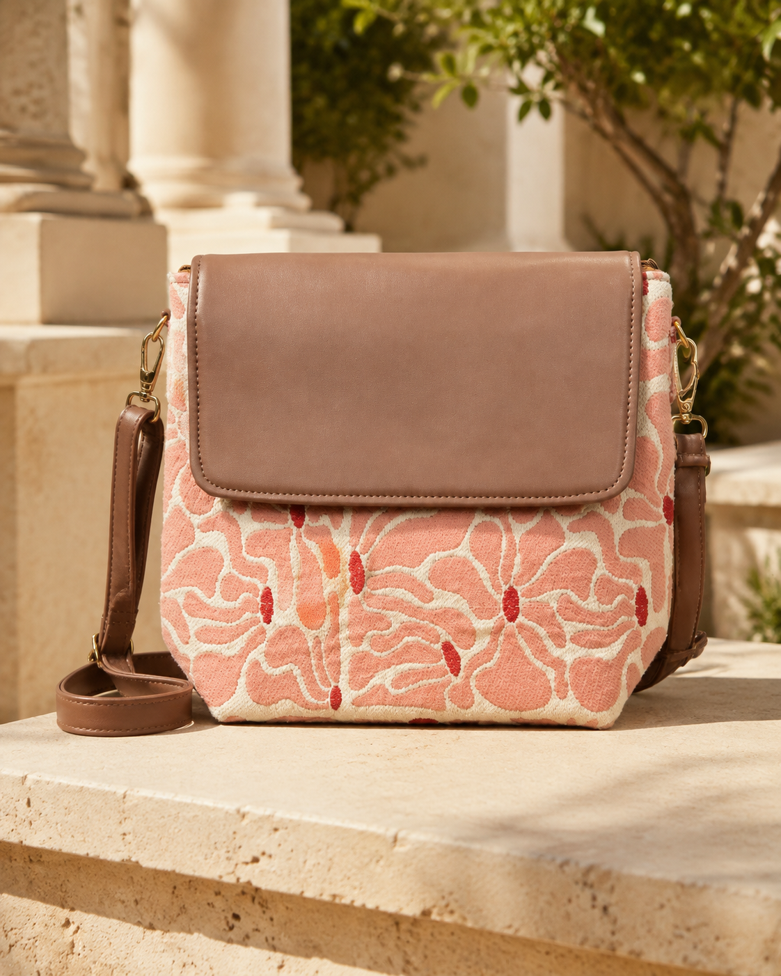 Floral Peach Sling Bag 1